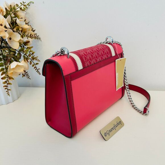 Michael Kors Whitney Medium Flap Chain Crossbody Shoulder Bag Dark Raspberry - Picture 5 of 11